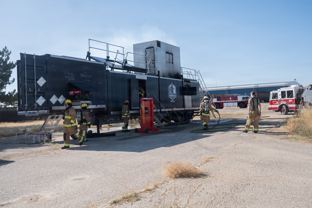 Gowen Field Fire Department trains with live fire simulator