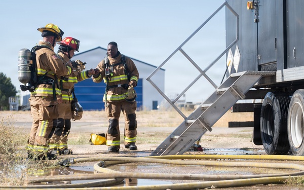 Gowen Field Fire Department trains with live fire simulator