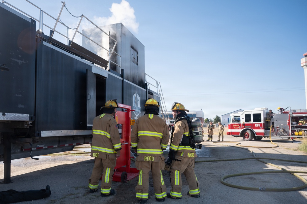 Gowen Field Fire Department trains with live fire simulator