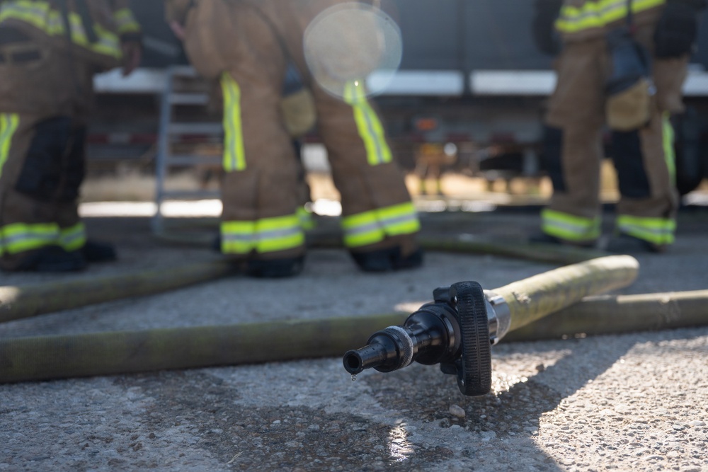Gowen Field Fire Department trains with live fire simulator