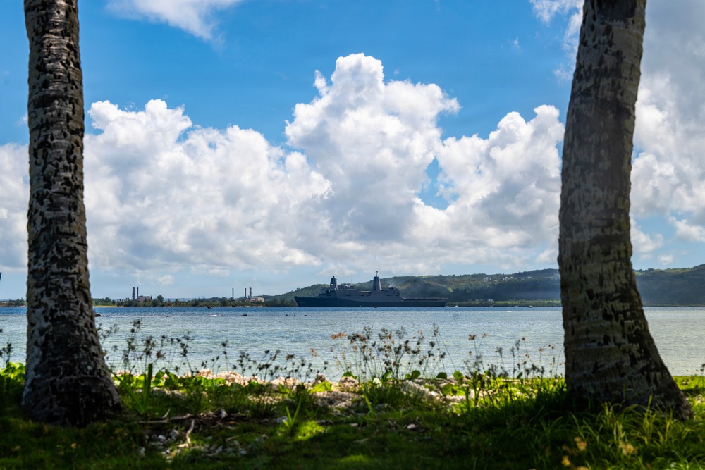 USS San Diego (LPD 22) departs Naval Base Guam