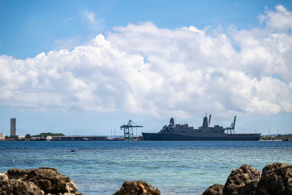 USS San Diego (LPD 22) departs Naval Base Guam