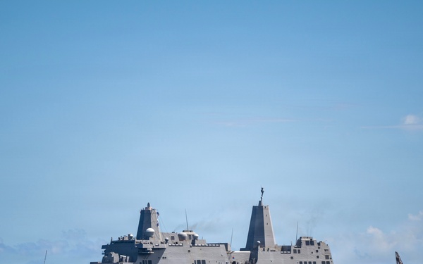 USS San Diego (LPD 22) departs Naval Base Guam