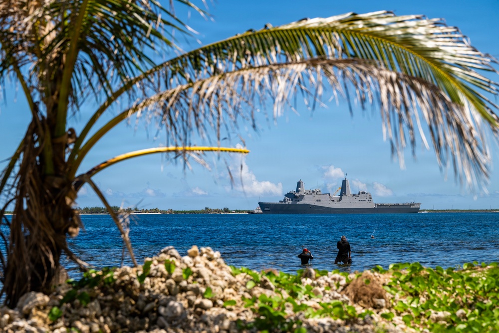 USS San Diego (LPD 22) departs Naval Base Guam