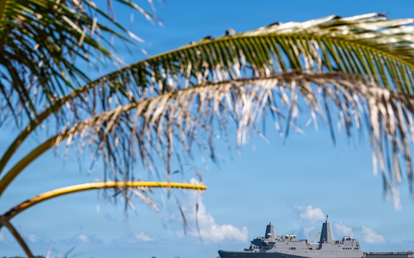 USS San Diego (LPD 22) departs Naval Base Guam