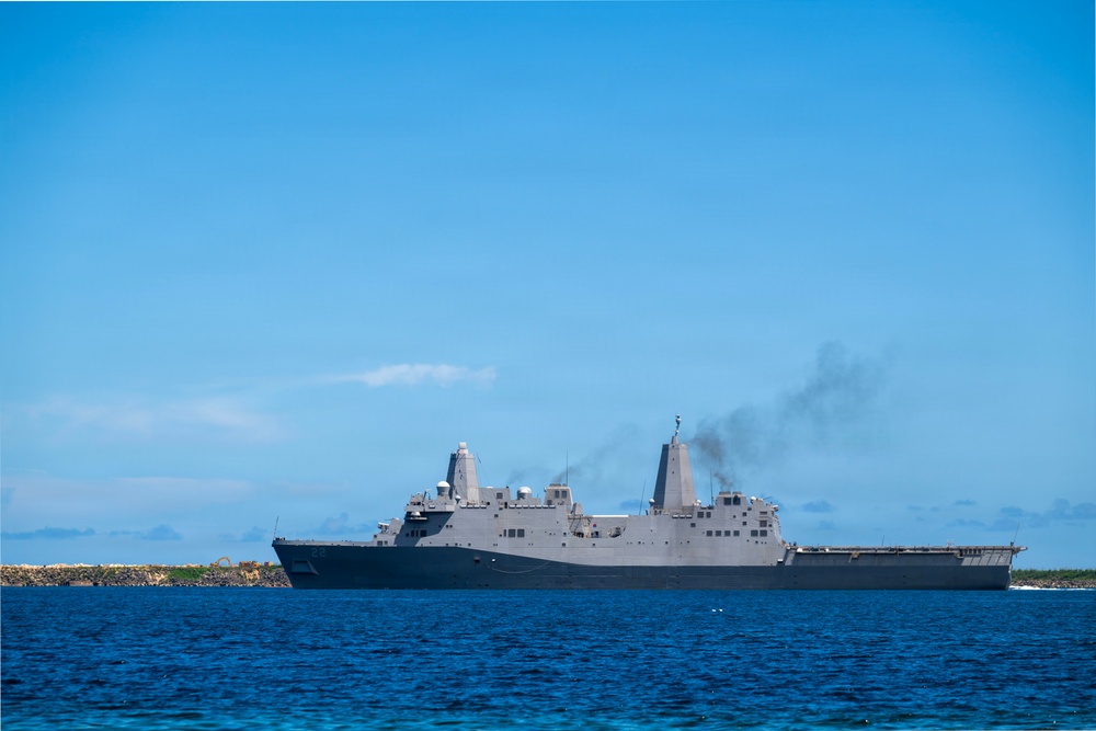 USS San Diego (LPD 22) departs Naval Base Guam
