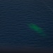 An aerial photograph of open ocean showing a distinctive bright green patch on the water surface, likely a dye marker used in search and rescue or military operations. A small vessel or aircraft is visible in the lower left portion of the image. The image appears to document an active maritime operation or emergency response scenario.
