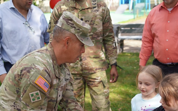 Ribbon-cutting at the new playgrounds on Tower Barracks