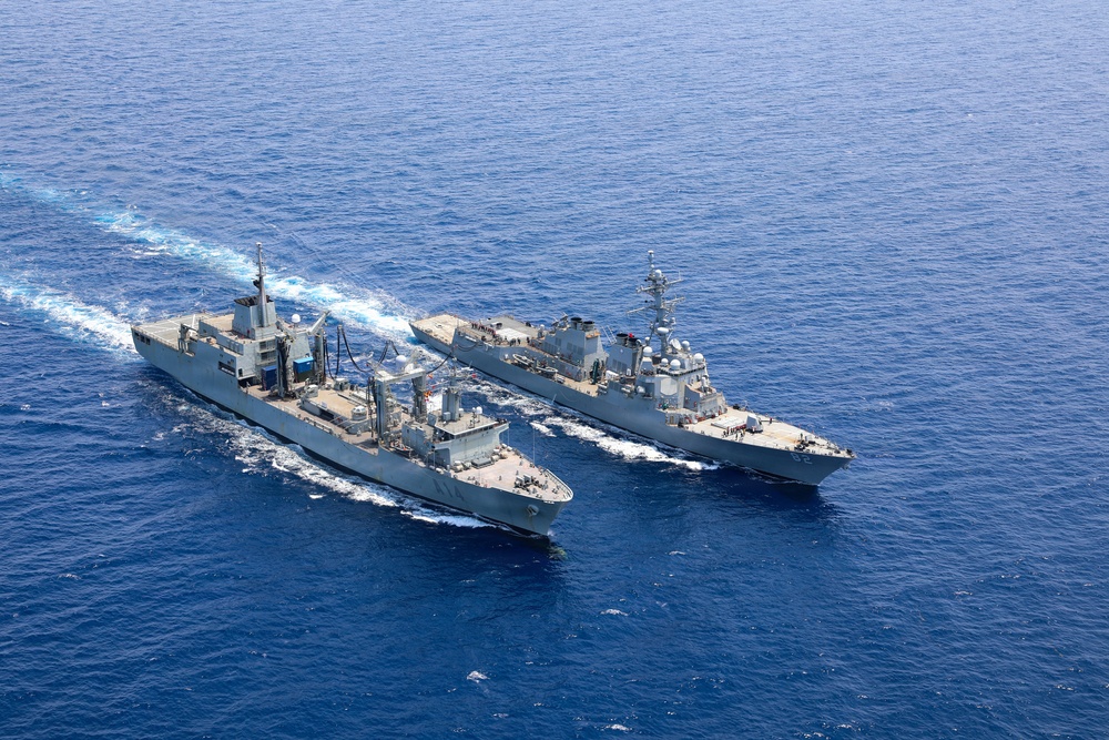 USS Lassen Refuels With Spanish Navy Oiler Prior to FLEETEX 250