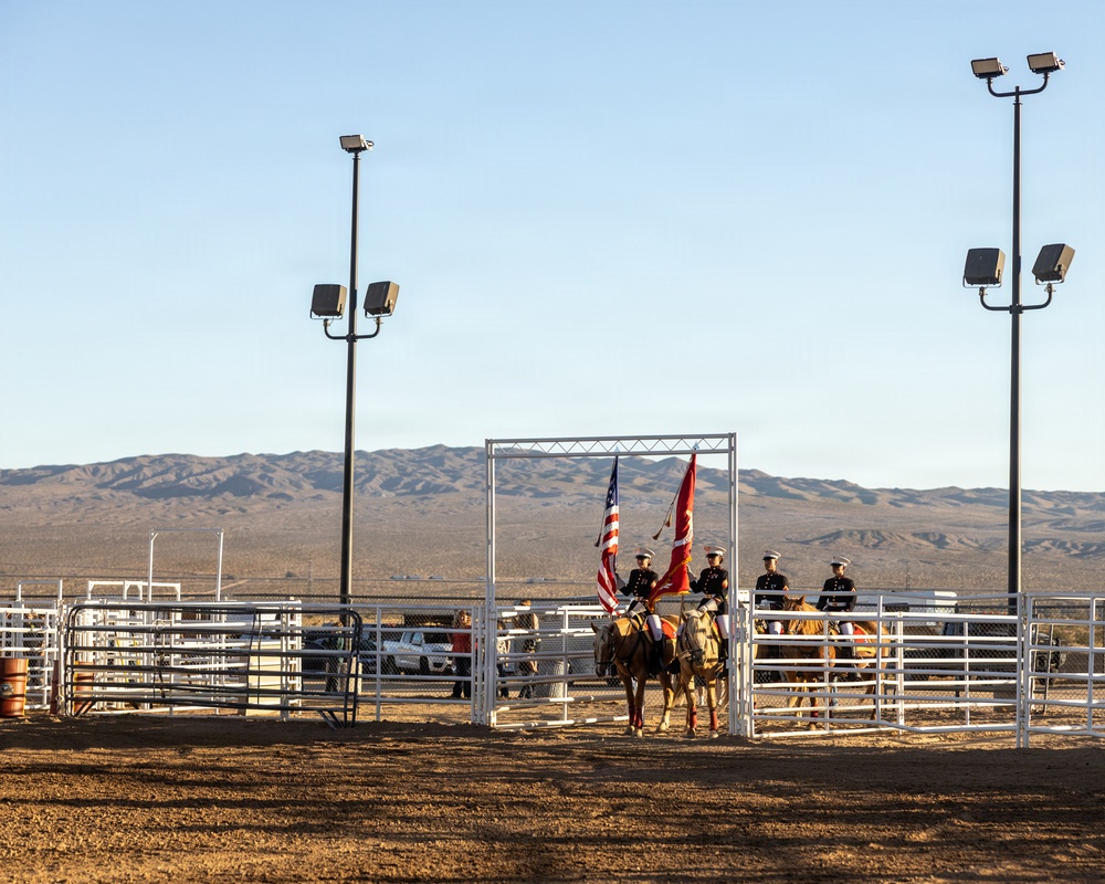 Marine Corps Logistics Base Barstow and U.S. Marine Corps Mounted Color Guard participate in the Barstow Western Roundup