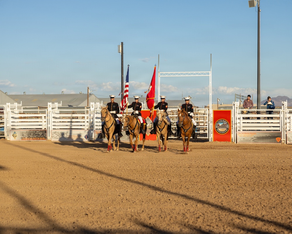 Marine Corps Logistics Base Barstow and U.S. Marine Corps Mounted Color Guard participate in the Barstow Western Roundup