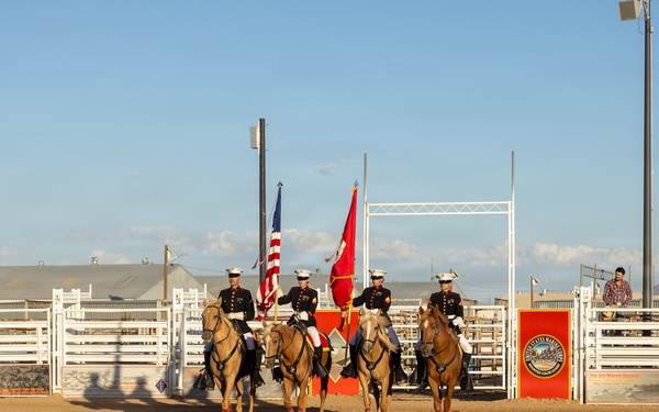 Marine Corps Logistics Base Barstow and U.S. Marine Corps Mounted Color Guard participate in the Barstow Western Roundup
