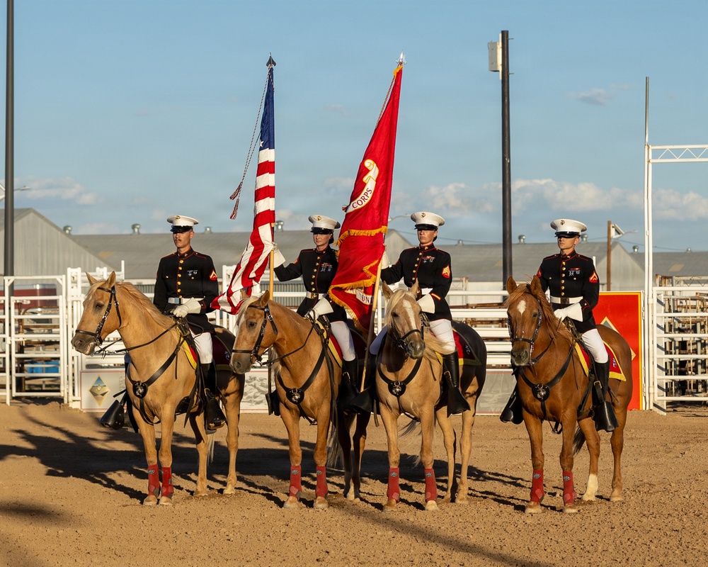 Marine Corps Logistics Base Barstow and U.S. Marine Corps Mounted Color Guard participate in the Barstow Western Roundup
