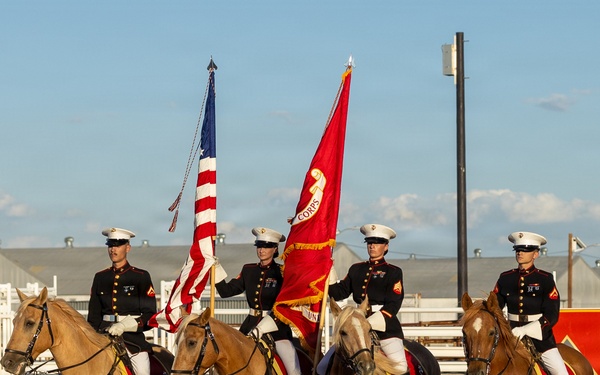Marine Corps Logistics Base Barstow and U.S. Marine Corps Mounted Color Guard participate in the Barstow Western Roundup