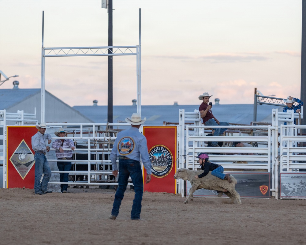 Marine Corps Logistics Base Barstow and U.S. Marine Corps Mounted Color Guard participate in the Barstow Western Roundup