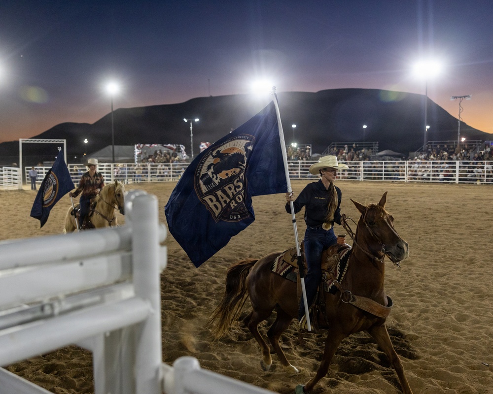Marine Corps Logistics Base Barstow and U.S. Marine Corps Mounted Color Guard participate in the Barstow Western Roundup