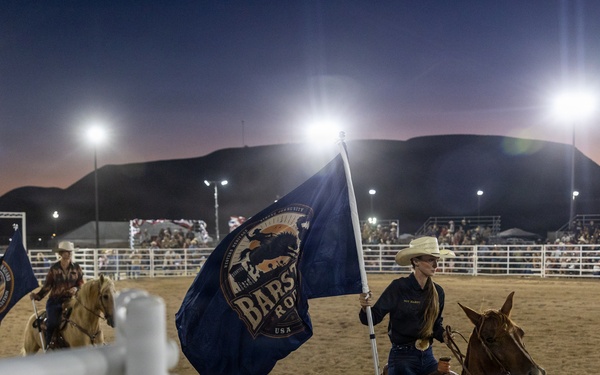 Marine Corps Logistics Base Barstow and U.S. Marine Corps Mounted Color Guard participate in the Barstow Western Roundup