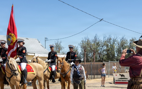 U.S. Marine Corps Mounted Color Guard presents the colors at Daggett Days