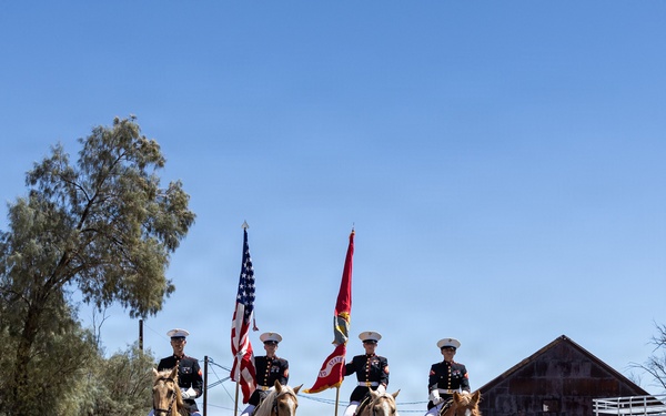 U.S. Marine Corps Mounted Color Guard presents the colors at Daggett Days