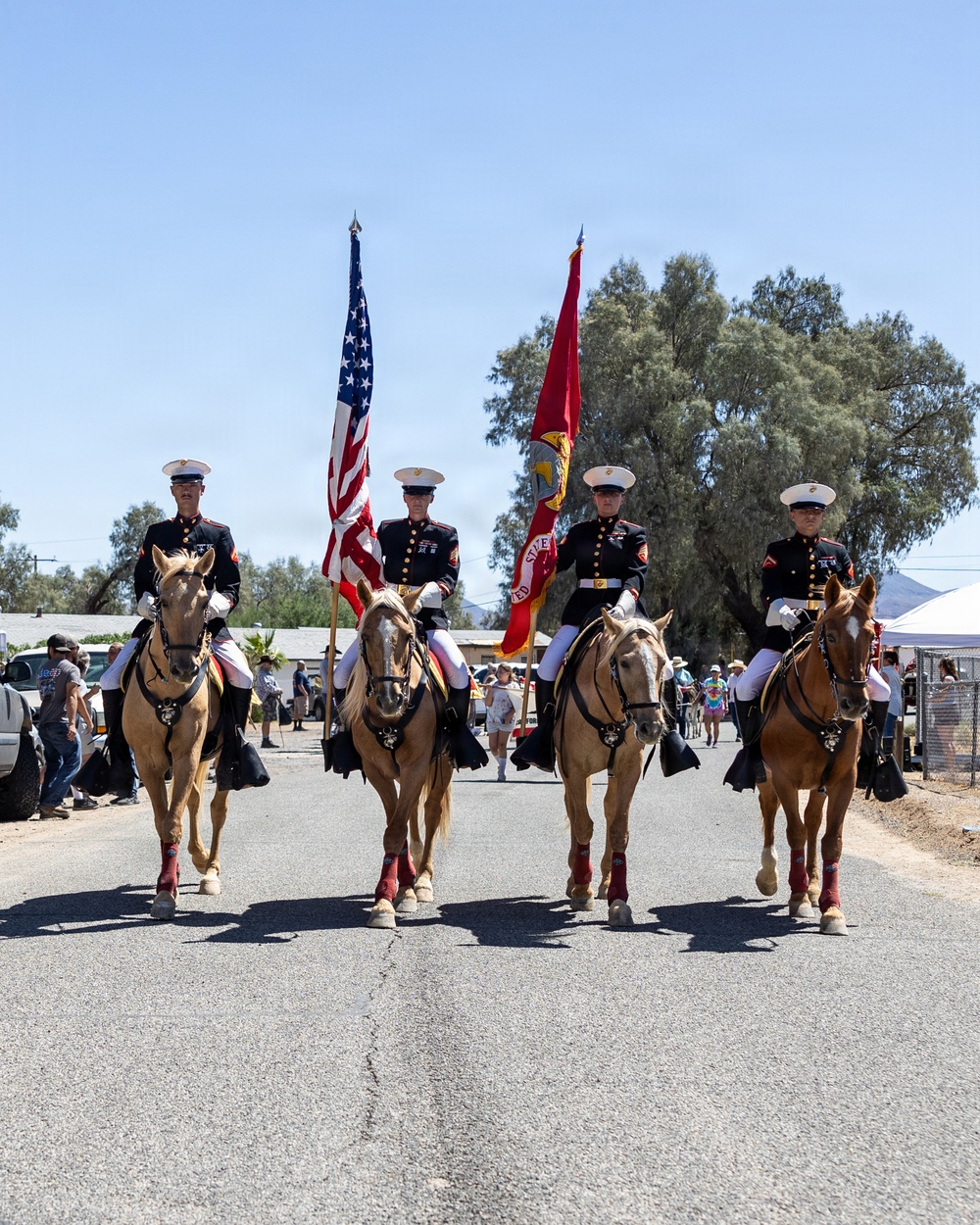 U.S. Marine Corps Mounted Color Guard presents the colors at Daggett Days