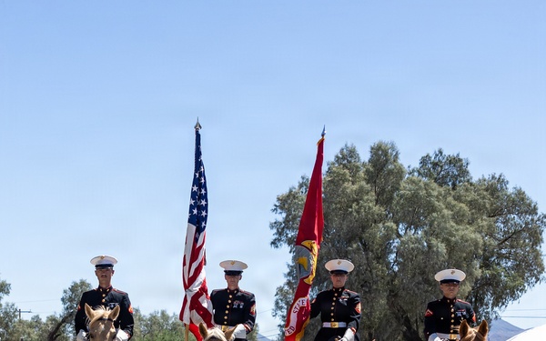 U.S. Marine Corps Mounted Color Guard presents the colors at Daggett Days
