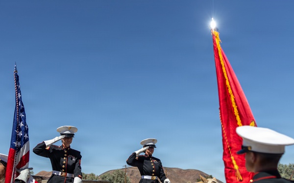 U.S. Marine Corps Mounted Color Guard presents the colors at Daggett Days