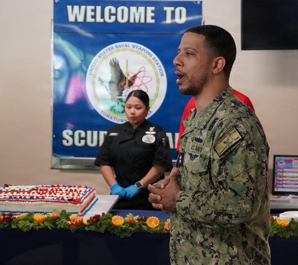 Monthly all-hands special meal at Naval Weapons Station Yorktown's award-winning Scudder Hall Galley
