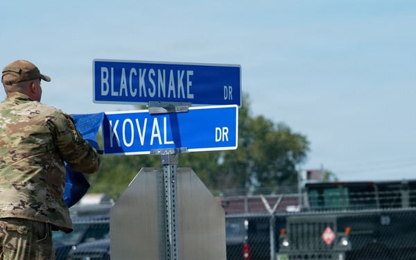 122nd Fighter Wing dedicates Koval Drive in honor of former Blacksnake