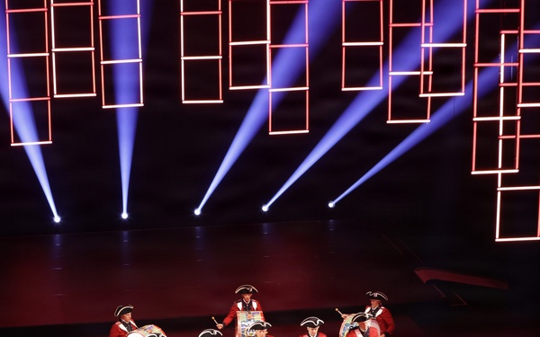 The Old Guard Drumline performing at "Top Secret and Friends" in Basel, Switzerland