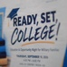 The image shows a promotional flyer titled 'Ready, Set, College!' advertising an Education &amp; Opportunity Night for Military Families. The event is scheduled for Thursday, September 10, 2026, from 4:00 PM to 6:00 PM at Sablich Center, Room 108. The flyer features a graduation cap graphic and uses a blue, white, and gold color scheme.