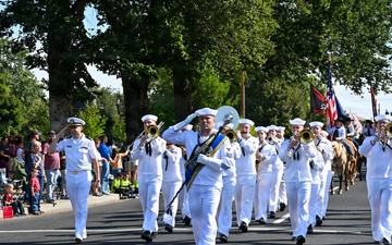 Navy Band Northwest performs in the Main Street Cowboys Dress-Up Parade in Pendleton, Oregon