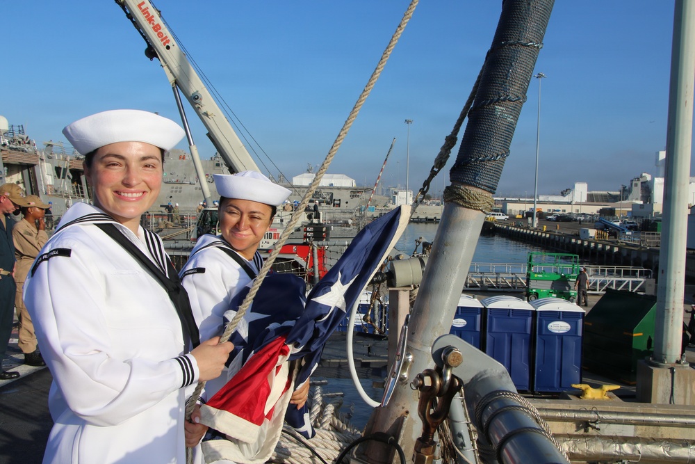 U.S. Navy Chief Selectees Prepare to Raise American Flag Aboard Ship during 9-11 Remembrance (2026)