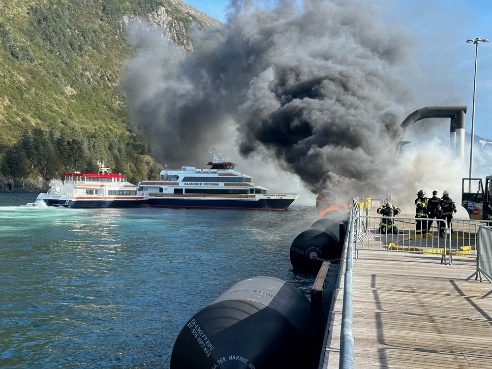 Coast Guard assists with cruise ship pier fire response, investigation in Whittier, Alaska