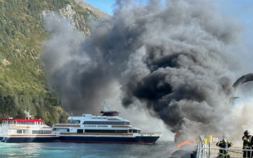Coast Guard assists with cruise ship pier fire response, investigation in Whittier, Alaska