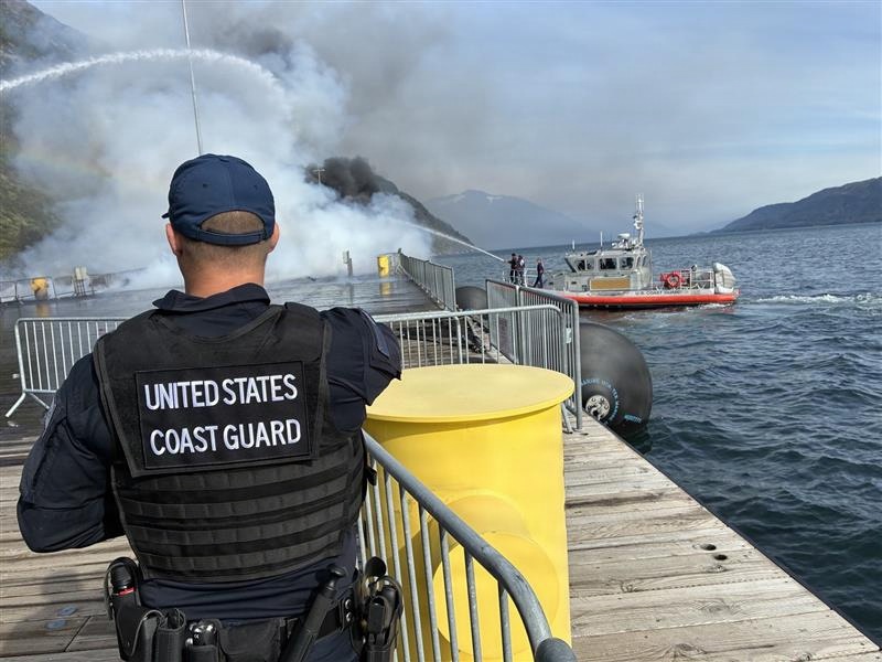 Coast Guard assists with cruise ship pier fire response, investigation in Whittier, Alaska