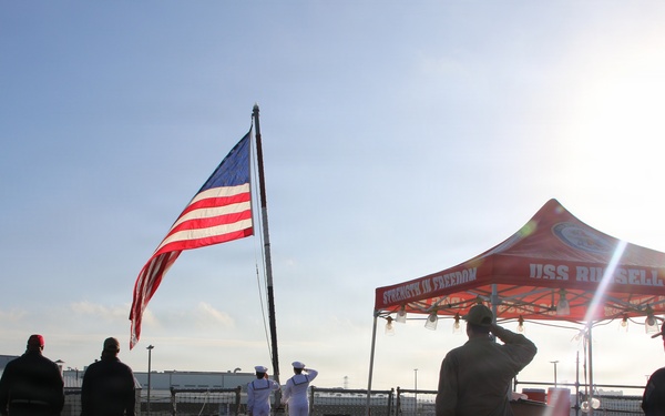 Morning Colors Ceremony Aboard USS Russell (DDG-59)
