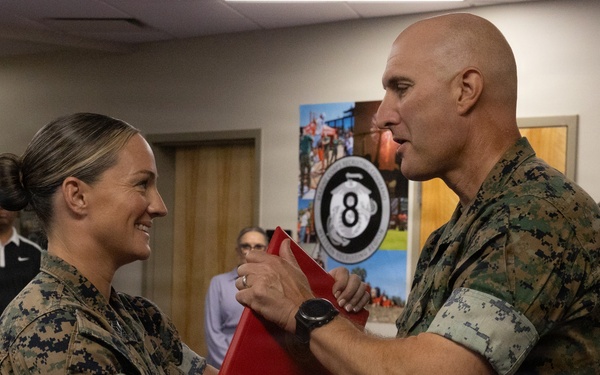 8th Marine Corps District Patricia Ramirez and Gunnery Sgt. Brooke Walshak Award Ceremony