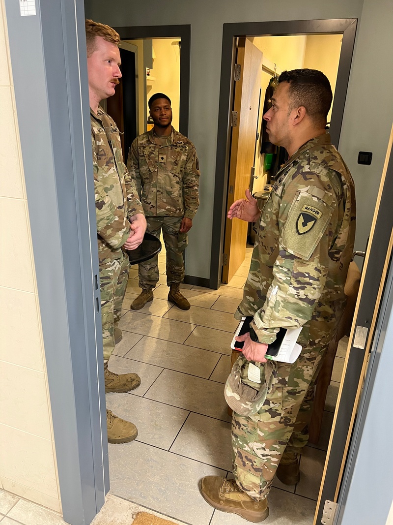 USAG Italy Command Sgt. Maj. Ricardo Moreno visits barracks on Caserma Ederle to promote best barracks program