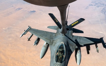 KC-135 refuels F-16s for theater stability