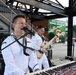MU2 Caleb Dinger, member of Navy Band Northeast's Rhode Island Sound performs for the Rhode Island FC pre-game show  on military appreciation night at Centerville Bank Stadium in Pawtucket, RI
