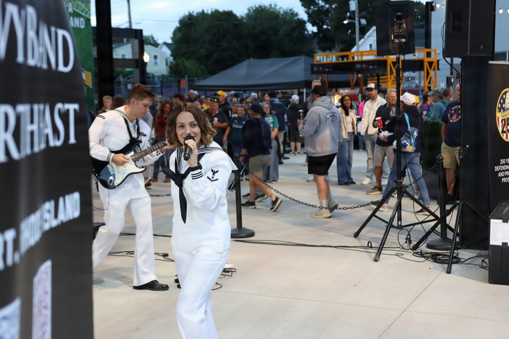 Navy Band Northeast's Rhode Island Sound performs for the Rhode Island FC pre-game show  on military appreciation night at Centerville Bank Stadium in Pawtucket, RI