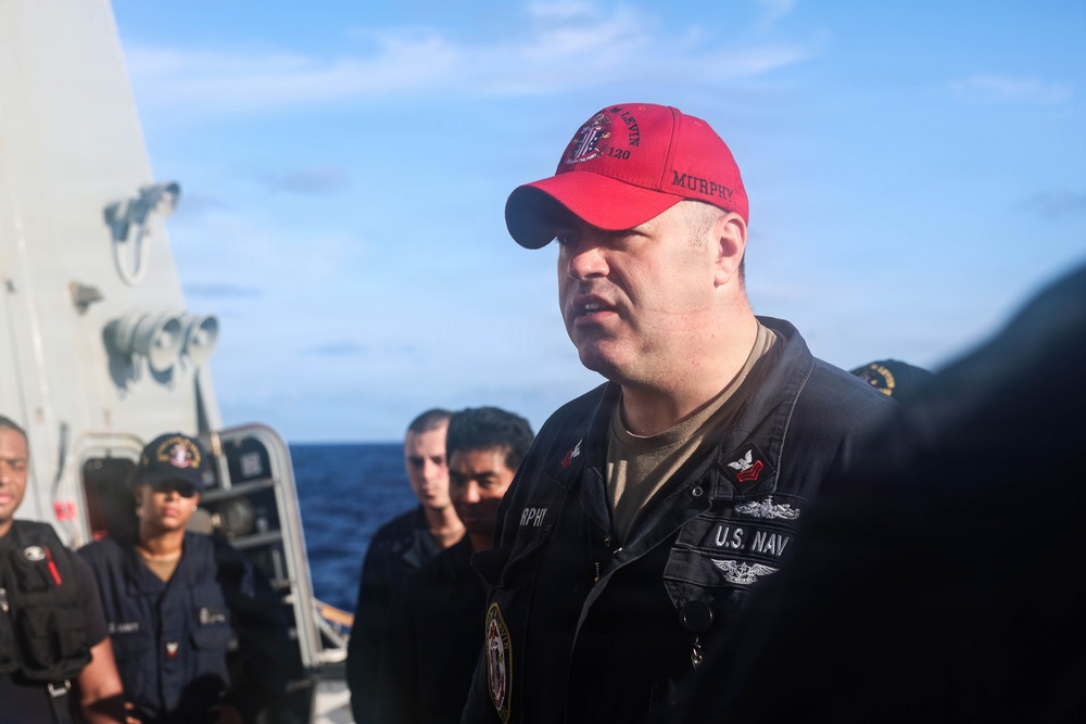USS Carl M. Levin conducts damage control drill