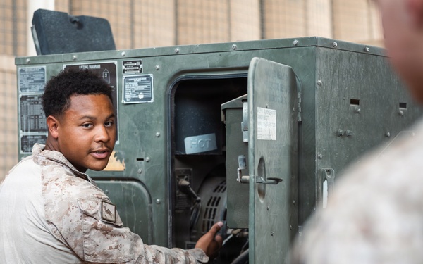U.S. Marine Conduct a Diesel Generator Operation and Preventative Maintenance Class in the CENTCOM AOR