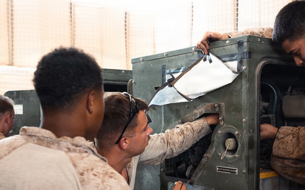 U.S. Marine Conduct a Diesel Generator Operation and Preventative Maintenance Class in the CENTCOM AOR