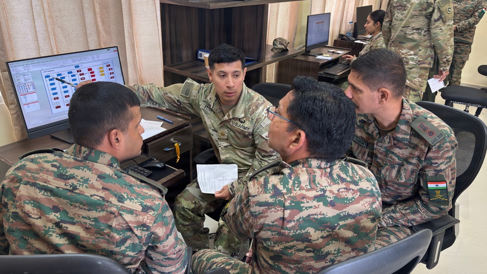 U.S., Indian Army officers plan combined operations during Yudh Abhyas 2026 Command Post Exercise