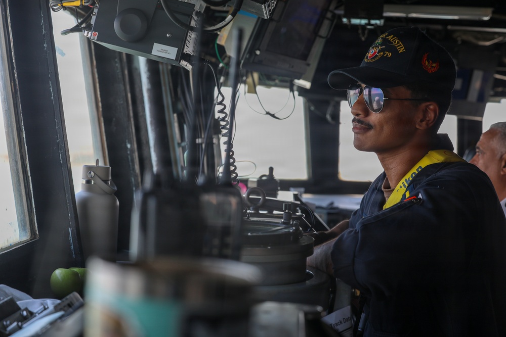 USS Oscar Austins transits the Suez Canal