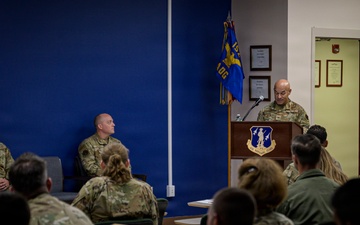 Uribe Addresses Crowd During 152nd COS Change of Command