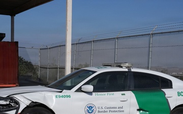 Border Patrol Vehicles at repair facility