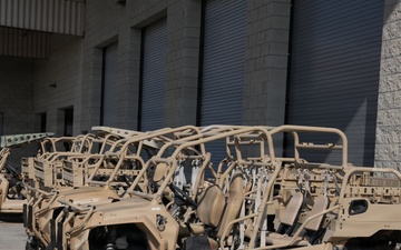Border Patrol Vehicles at repair facility