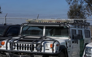 Border Patrol Vehicles at repair facility